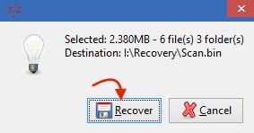 Press the “Recover” button and the software will begin the recovery process.