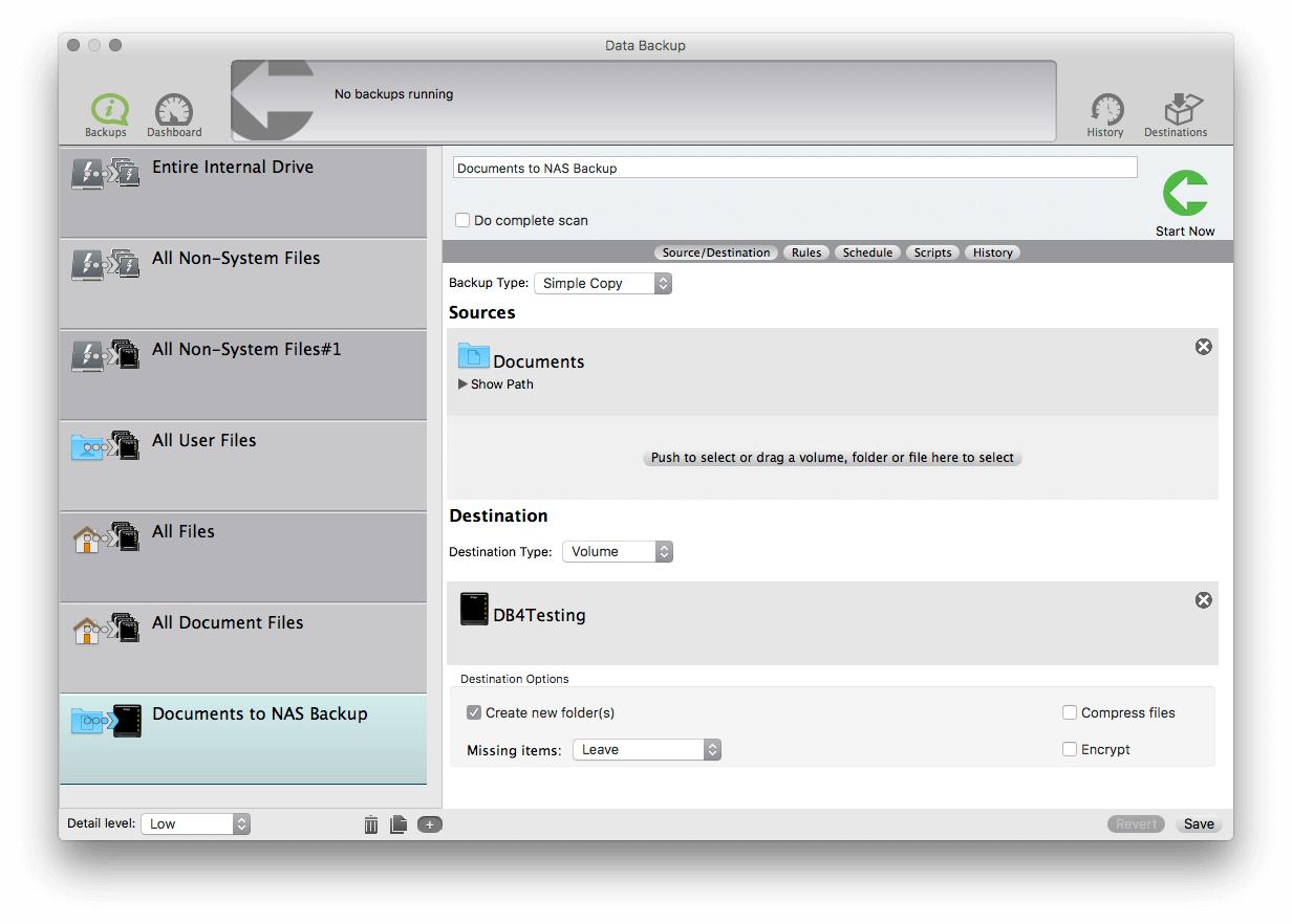 Complete data backup set for network attached storage.