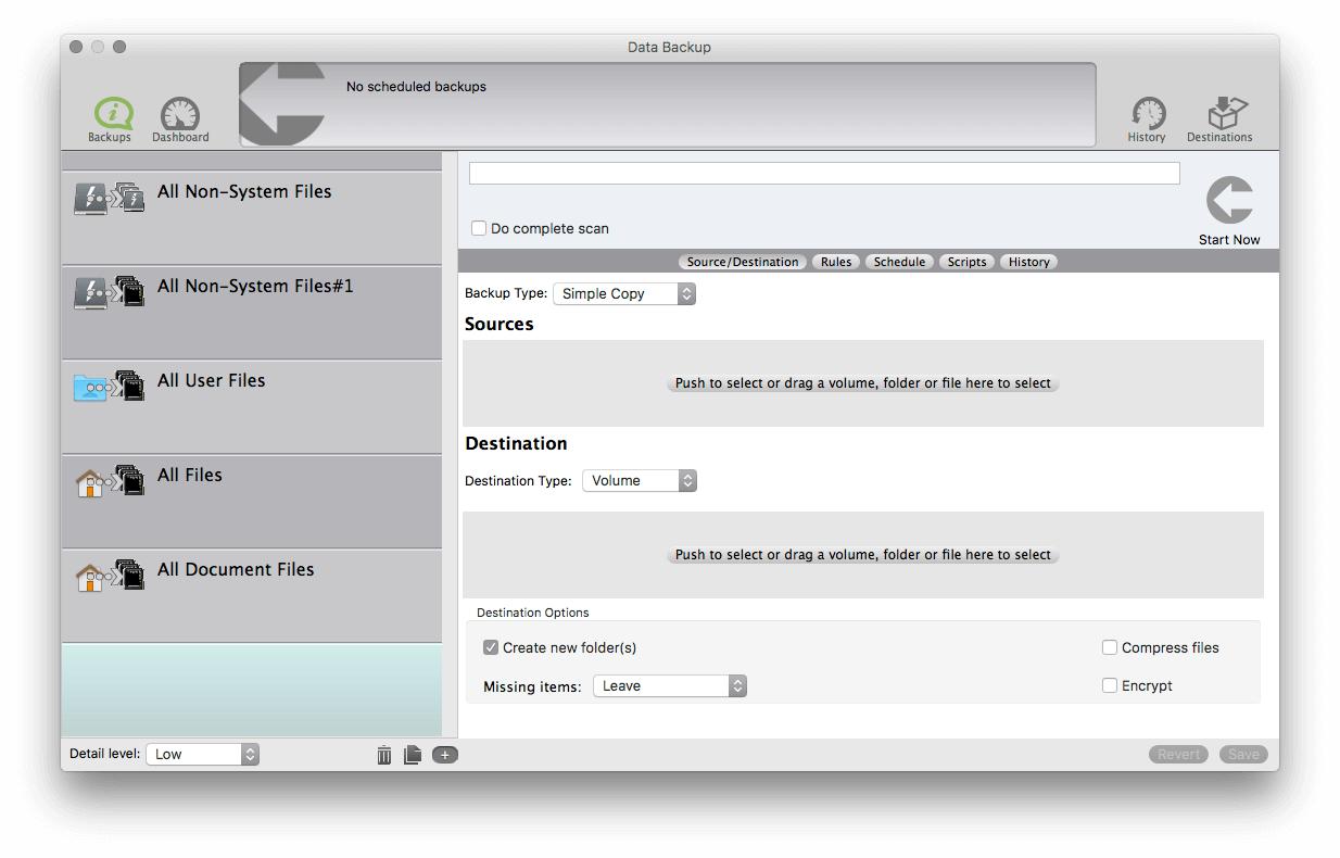 Configuring backup preferences.