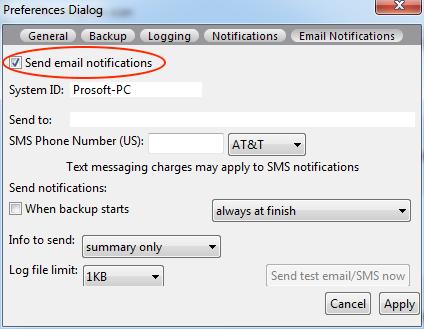 Check the "Send email notifications" box to enable the notification options.