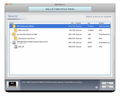 Select the detailed view icon in the lower lefthand corner. Now choose the drive that contains your files and click next.