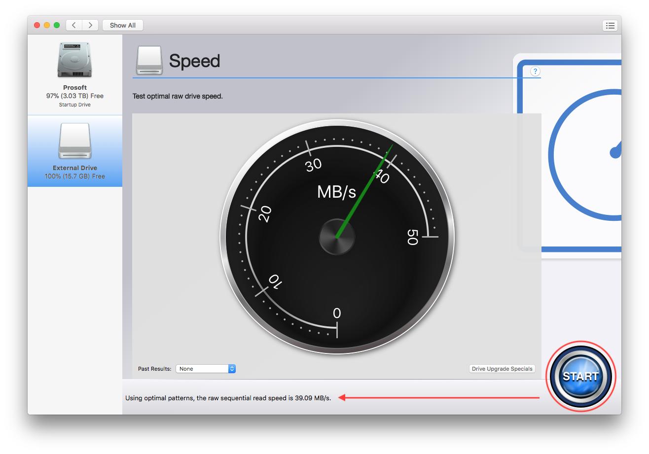 Press the ‘Start’ button to begin the speed test.