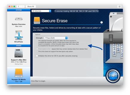 Choose your settings for how you wish to perform the secure erase.